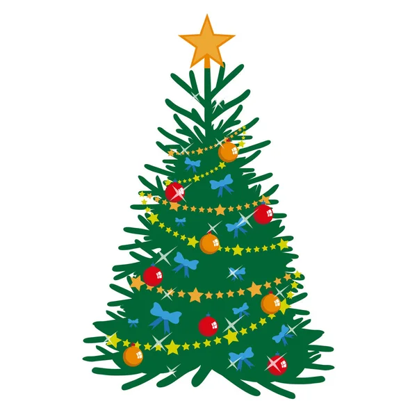 Árbol Navidad Aislado Sobre Fondo Blanco Vacaciones Año Nuevo Abeto — Vector de stock