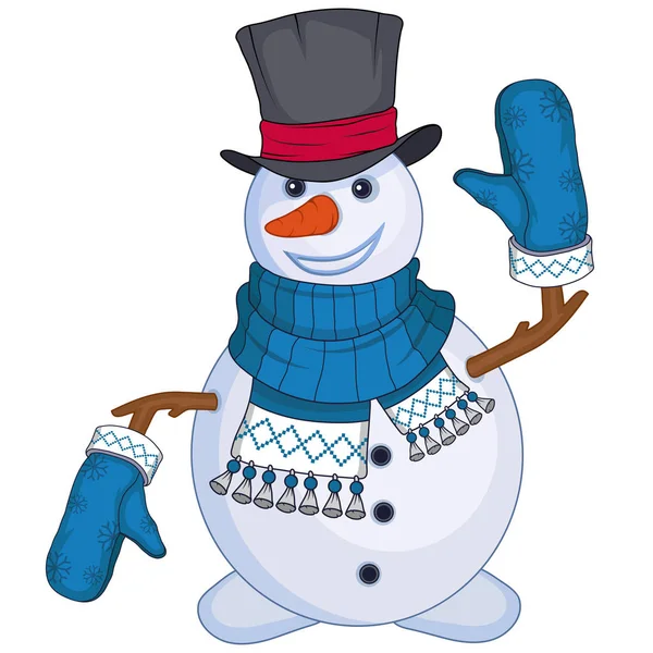 Weihnachten Schneemann Isoliert Auf Weißem Hintergrund Neujahrsferien Weihnachtsschneemann Wintercharakterkopf Neujahrsfiguren — Stockvektor