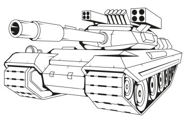 savaş tankı vektör çizim savaş tankı çizim kroki, muharebe tankı siyah ve beyaz, vektör grafik tasarım