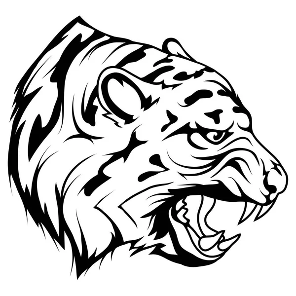 Рисунок Головы Тигра Рисунок Лица Тигра Голова Тигра Черно Белом — стоковый вектор
