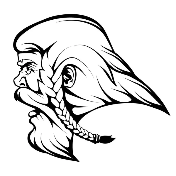 Cabeza Guerrero Vikingo Dibujo Cara Del Guerrero Vikingo Logotipo Vikingo — Vector de stock