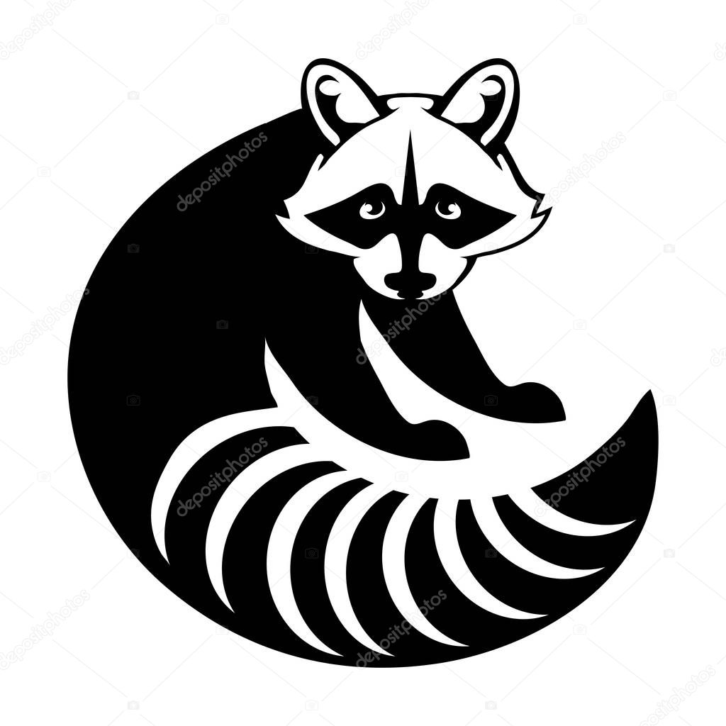 Raccoon logo design in circle, vector graphics to design