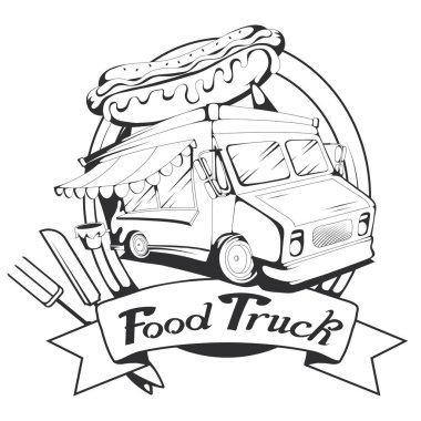 lokanta kamyon logosu, vektör grafik tasarım