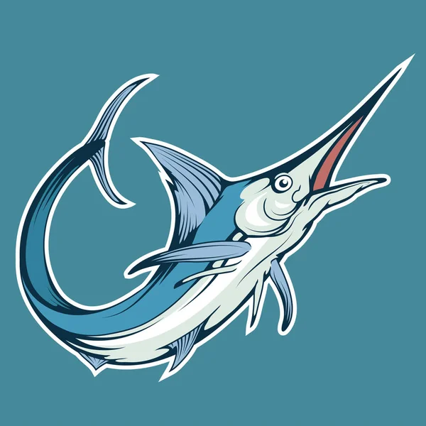 Mavi Marlin Balığı Vektör Grafik Tasarım — Stok Vektör