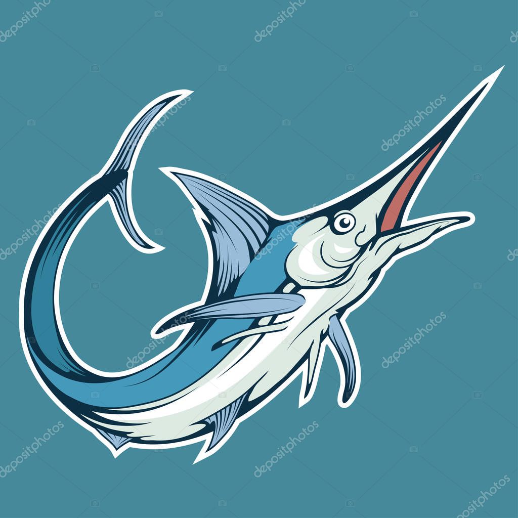 Blue marlin fish, vector graphic to design