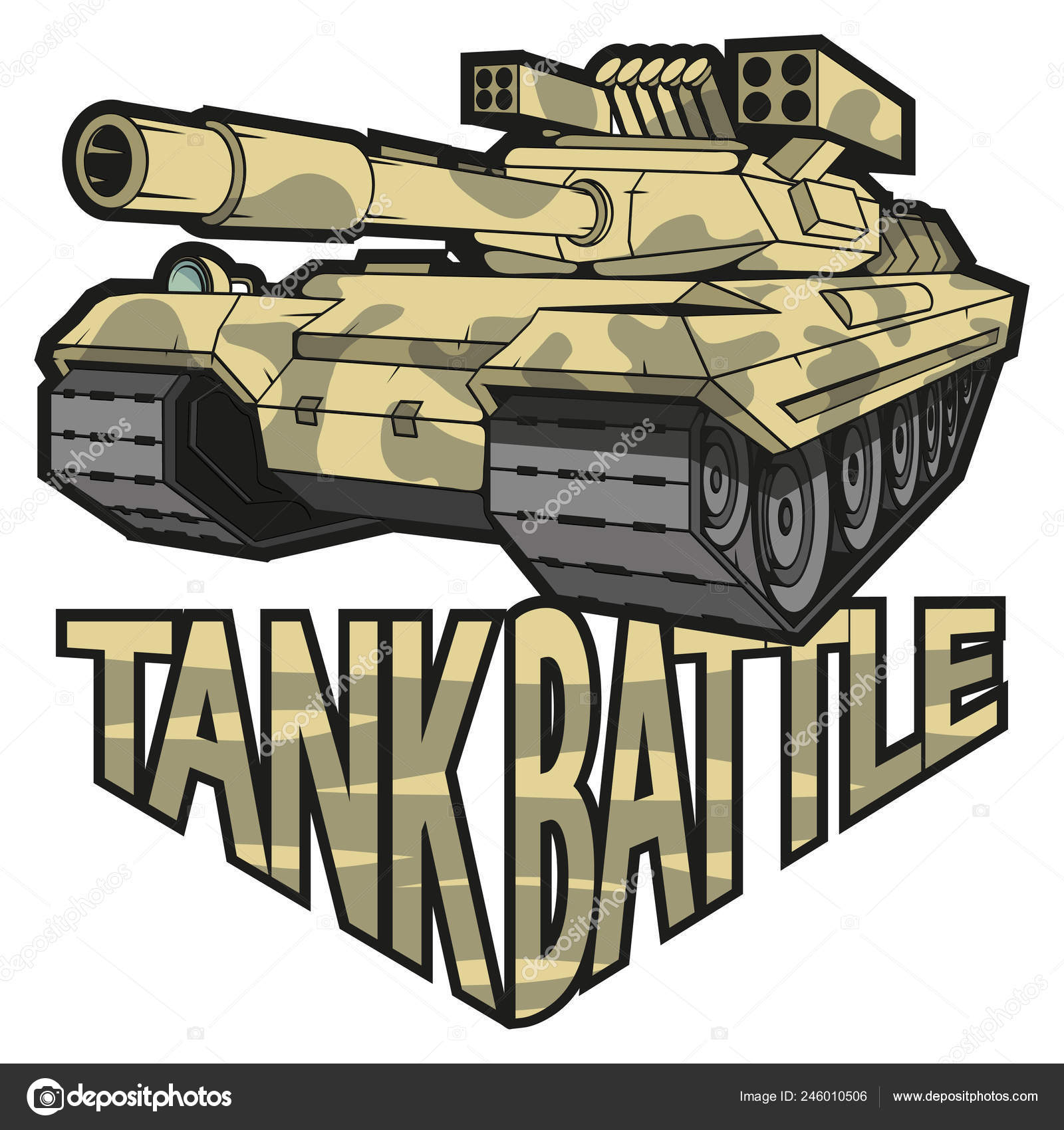 Colored Battle Tank Logo Vector Graphics Design Stock Vector by