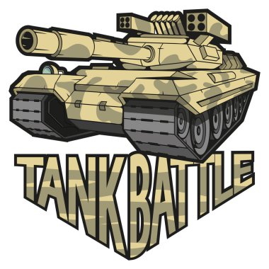 savaş tankı logo renkli, vektör grafik tasarım