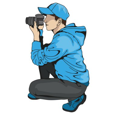 profesyonel fotoğrafçı ile a fotoğraf makinesi, vektör grafik tasarım