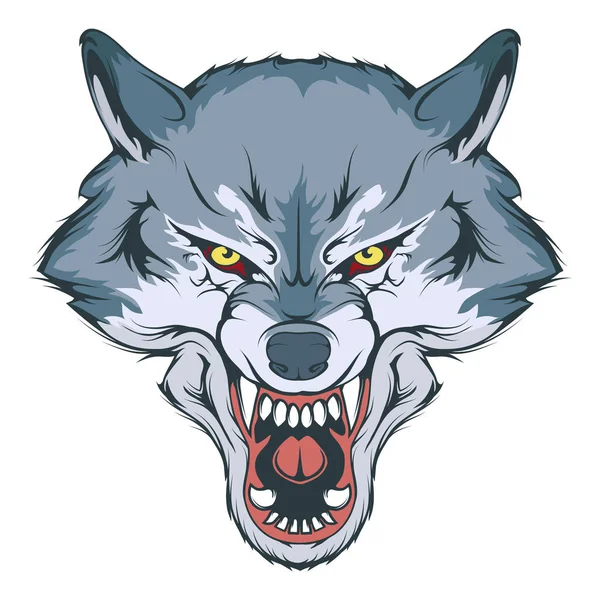 頭ベクトル図面 スケッチを描く狼顔のオオカミ オオカミの頭の色描画 ベクトル グラフィックスを設計するには — ストックベクタ