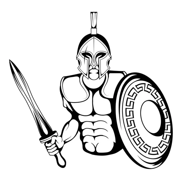 Guerrero Espartano Adecuado Como Logotipo Mascota Del Equipo Gráficos Vectoriales — Vector de stock