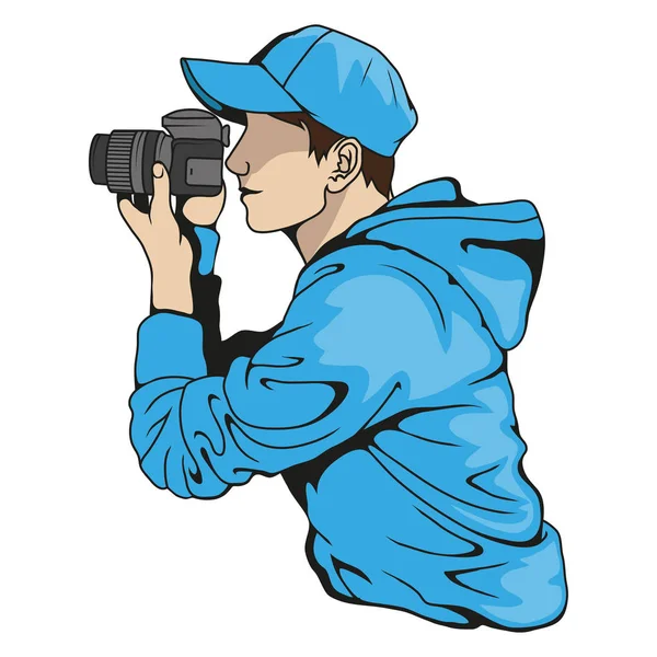 Personagem Fotógrafo Masculino Gráficos Vetoriais Para Projetar —  Vetores de Stock