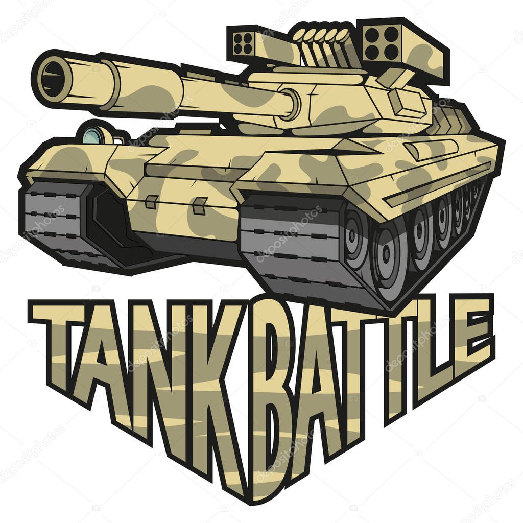 colored battle tank logo, vector graphics to design