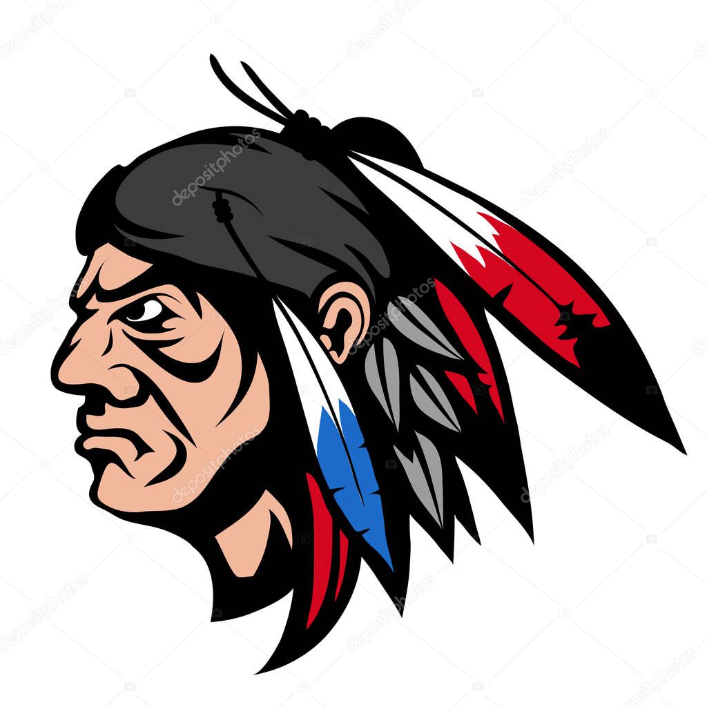 Indian chief for team mascot, vector graphics to design