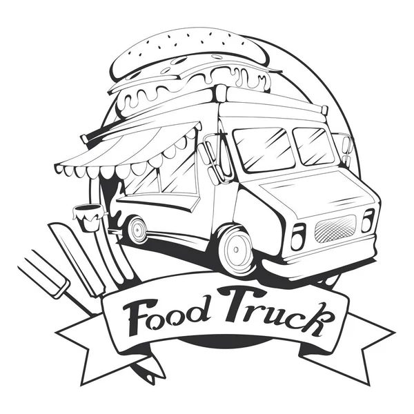 Φορτηγό Τροφίμων Λογότυπο Διανυσματικού Γραφικού Σχεδιασμού — Διανυσματικό Αρχείο