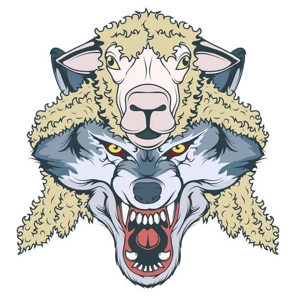 Wolf Schaapskleren Kleding Wolf Mascotte Vectorafbeelding Ontwerpen — Stockvector