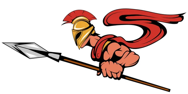 Χρωματιστά Σπαρτιάτης Πολεμιστής Ένα Δόρυ Στο Χέρι Κατάλληλο Λογότυπο Ομάδα — Διανυσματικό Αρχείο