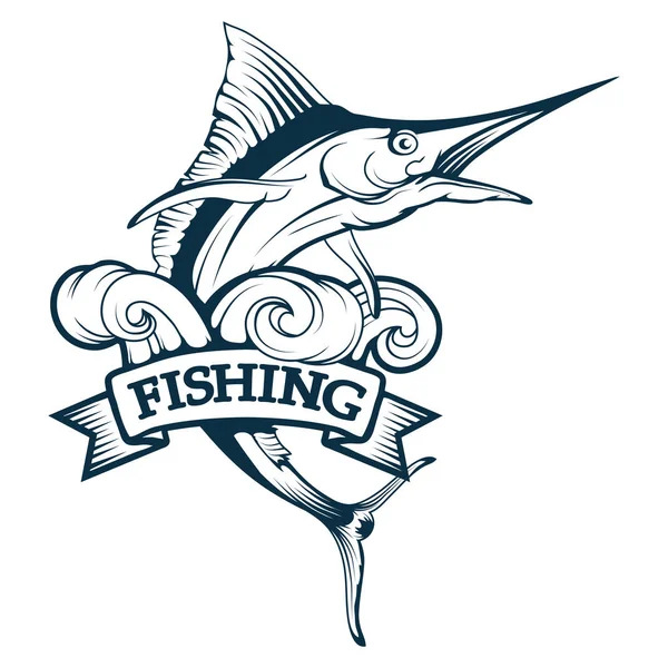 Marlin fishing logo. Vektorgrafiken zu entwerfen. — Stockvektor