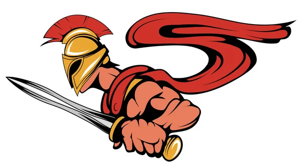 Guerrero espartano con una espada en la mano, mascota guerrera espartana. Gráficos vectoriales para diseñar . — Archivo Imágenes Vectoriales