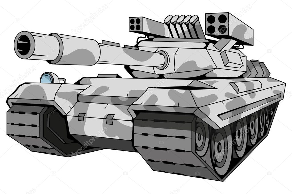 battle tank vector, combat tank drawing, military tank in camouflage colors. Vector graphics to design.