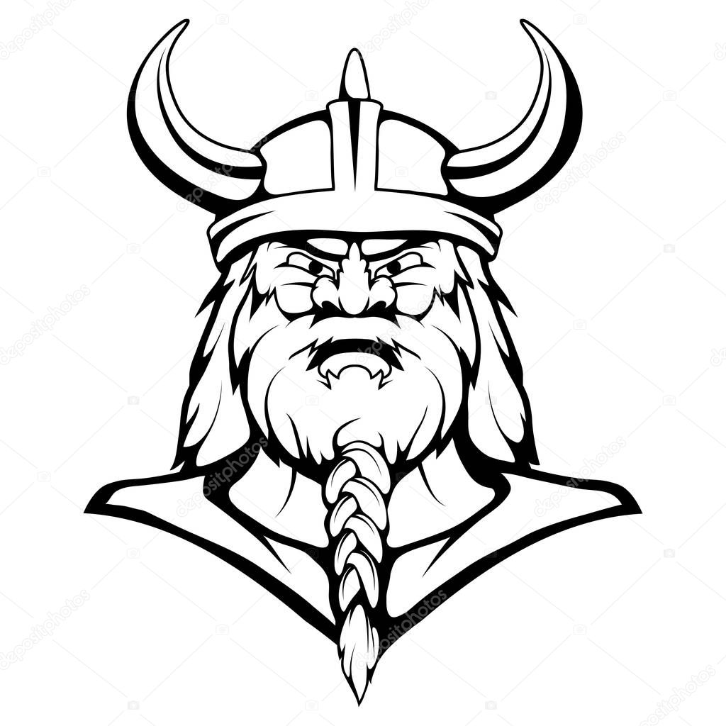 Viking Mascot Graphic, viking head suitable as logo for team mascot, viking warrior in combat helmet