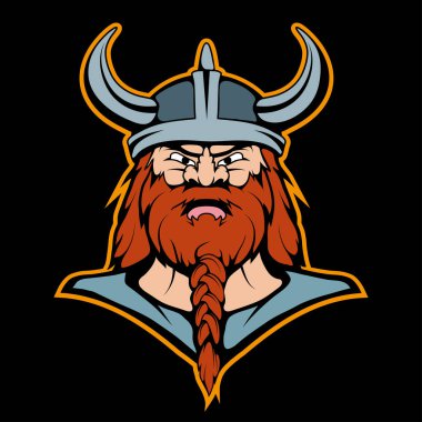 Viking baş maskotu logo, tasarım vektör grafiği