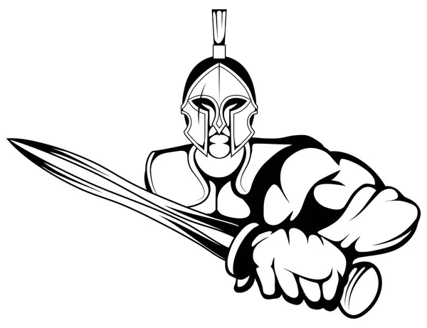 Logotipo mascote guerreiro espartano, gráfico vetorial para projetar —  Vetores de Stock