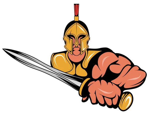 Logo colorato della mascotte del guerriero spartano, grafica vettoriale da progettare — Vettoriale Stock