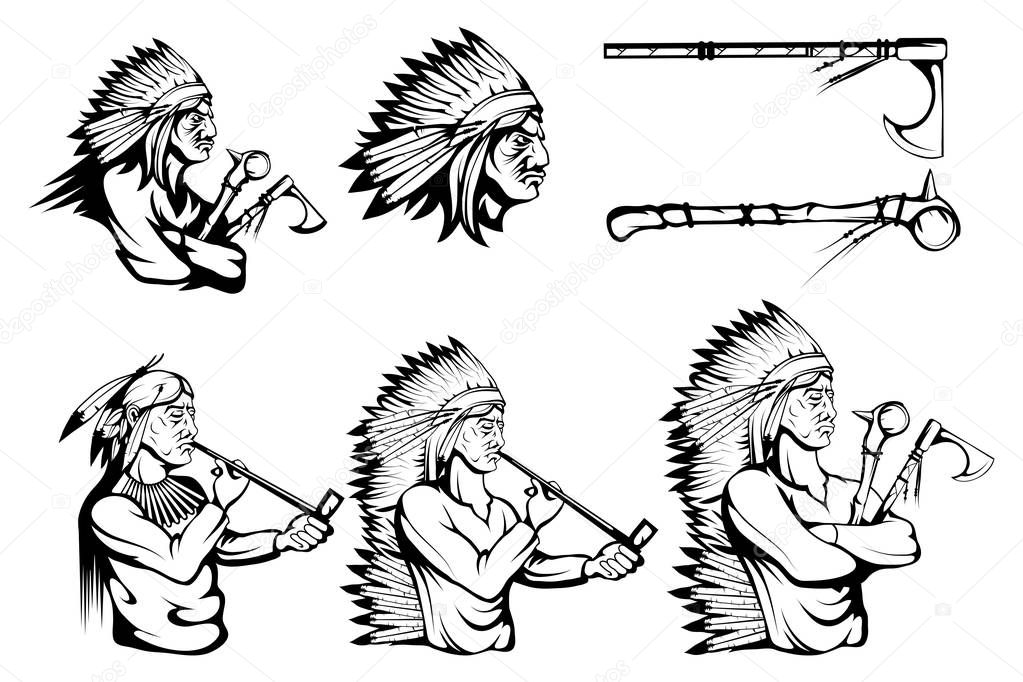 indian chief set, vector graphic to design