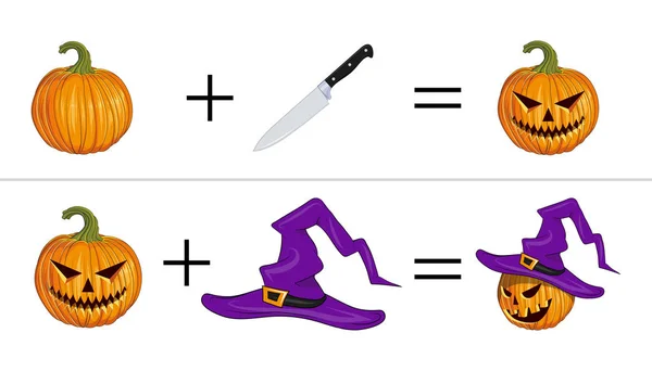 Instrukcja jak Carve Halloween Pumpkin. Dokonywanie dyni na Halloween. Orange Pumpkin-squash na Halloween. Grafika wektorowa do projektowania. — Wektor stockowy