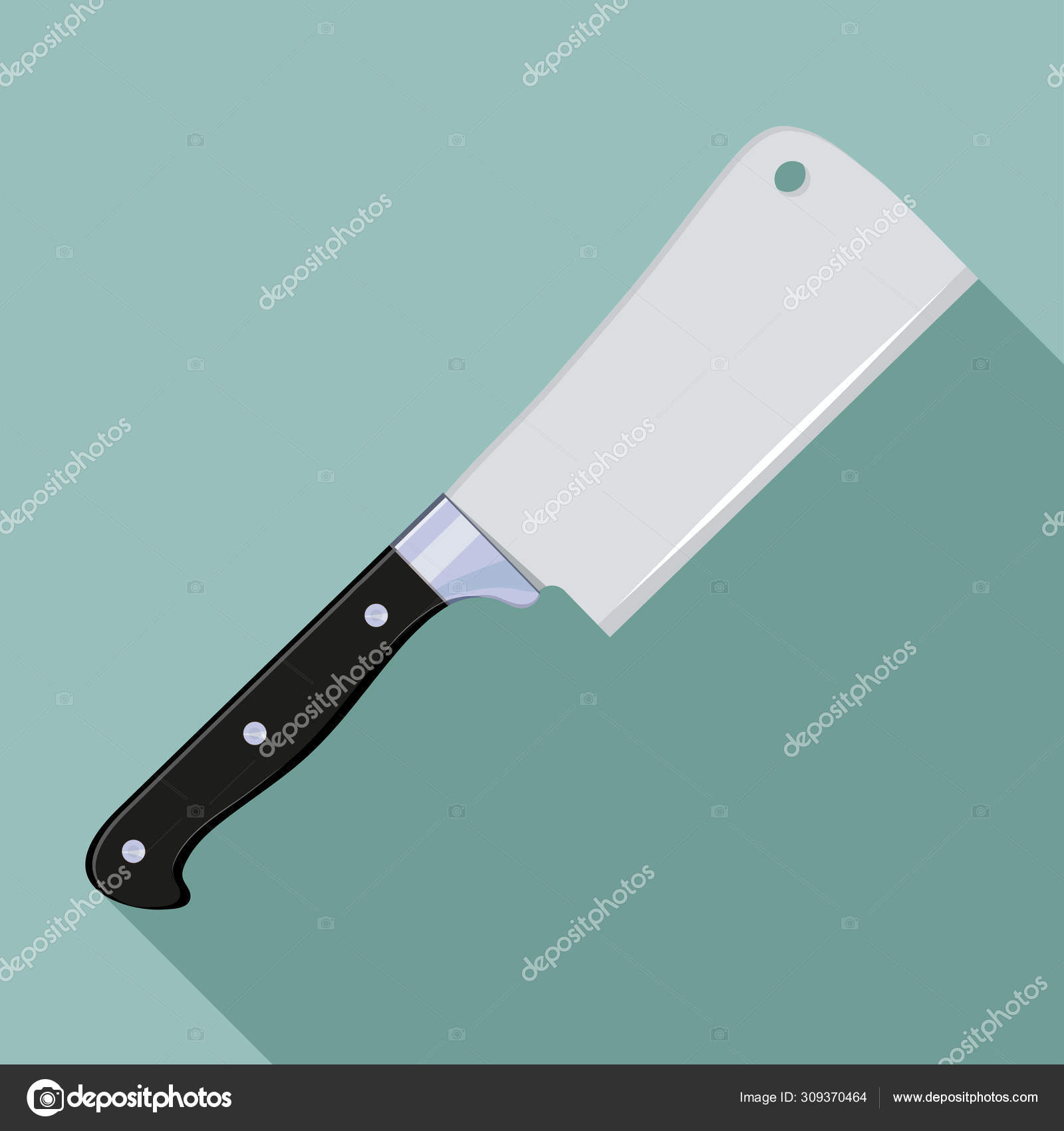 Flat Icon Kitchen Knife for Meat with a
