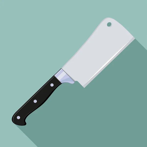 긴 그림자와 고기 에 대한 평면 아이콘 부엌 칼. 주방용품 칼. 칼 요리사. 디자인할 벡터 그래픽. — 스톡 벡터