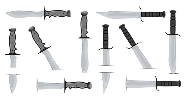 Ensemble de couteau de combat. Couteau tactique spécial. Matériel de chasse. Symbole des armes tranchantes. Graphiques vectoriels à concevoir . — Image vectorielle