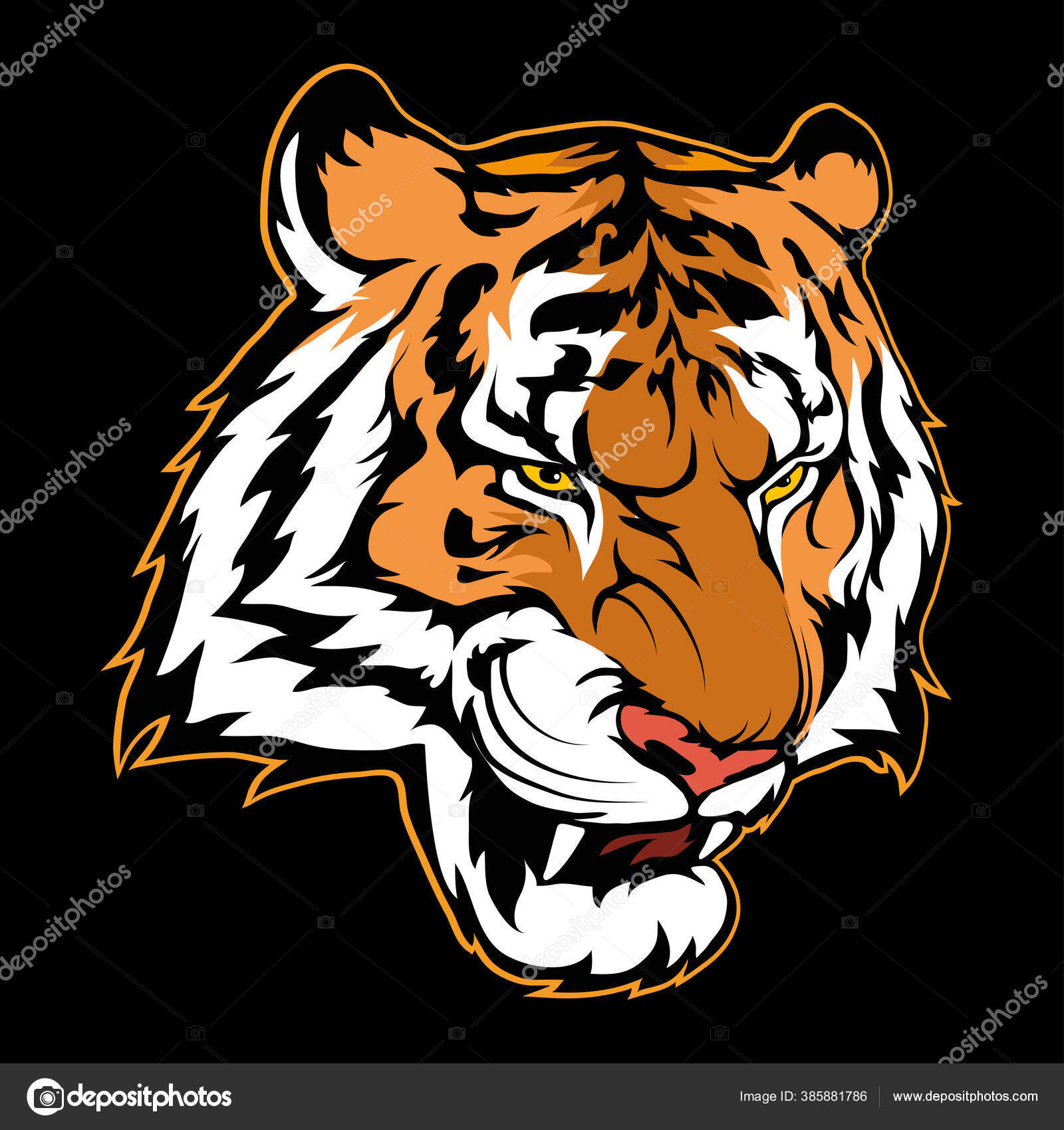 Vector Illustration Tiger Wild Animal Tattoo Shirt Print Tiger Illustration  Stock Vector Image by ©korniakovstock@ #385881786