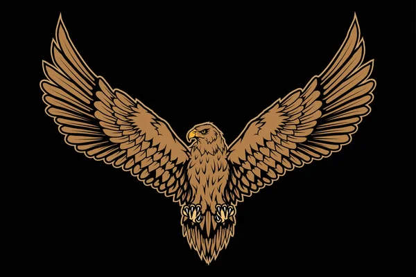 ワシのベクトルイラスト タトゥーやTシャツのプリントのための野生動物 スポーツチームの鳥のイラスト ベクトルキャラクター マスコット ロゴやシンボルのスケッチ 黒を背景に鷲 — ストックベクタ