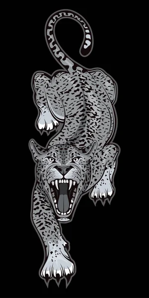 Векторная Иллюстрация Ягуара Хищник Млекопитающего Татуировки Отпечатков Футболки Иллюстрация Диких — стоковый вектор