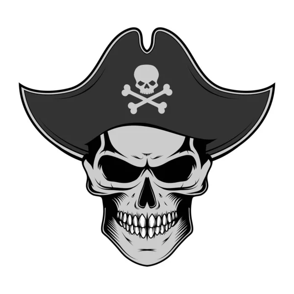 Cranio Malvagio Pirata Tatuaggio Pirata Logo Del Capitano Occhio Pirata — Vettoriale Stock