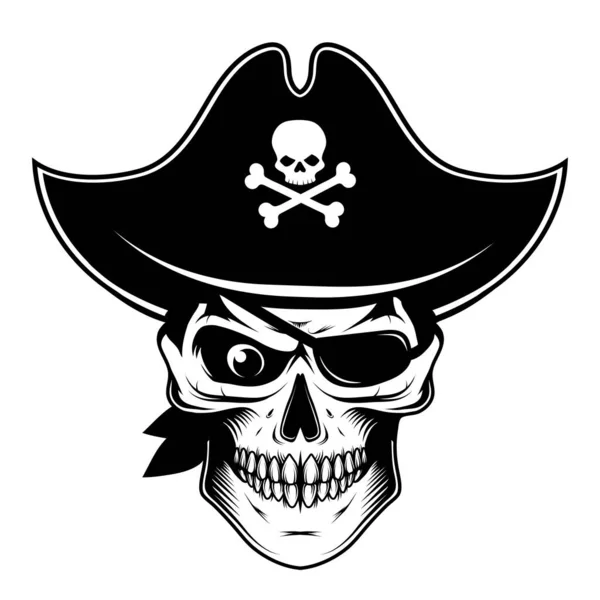 Cráneo Malvado Pirata Tatuaje Pirata Logo Del Capitán Ojo Pirata — Archivo Imágenes Vectoriales