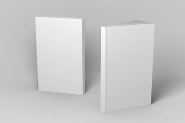 İki yumuşak ayakta 3d çizim mock-up kitap kapağı.