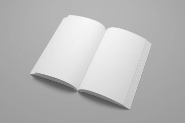 Boş kitap mock-up 3d çizimi açıldı.