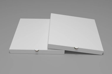 İki 3d render pizza kutuları mock-up.