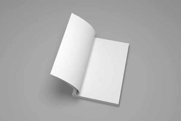 Blank opened soft cover 3D rendering book mock up. — Stock Photo, Image