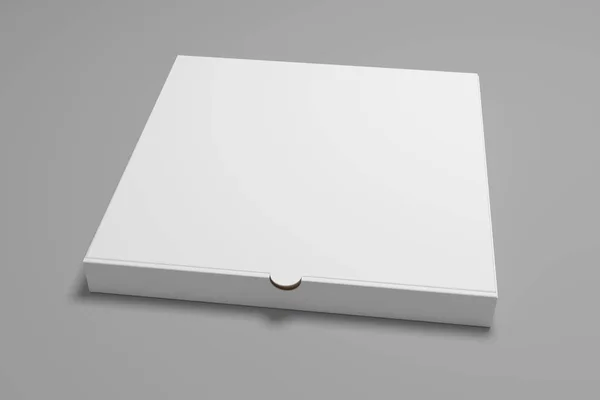 Plantilla de maqueta de caja de pizza de ilustración 3D cuadrada en blanco . — Foto de Stock