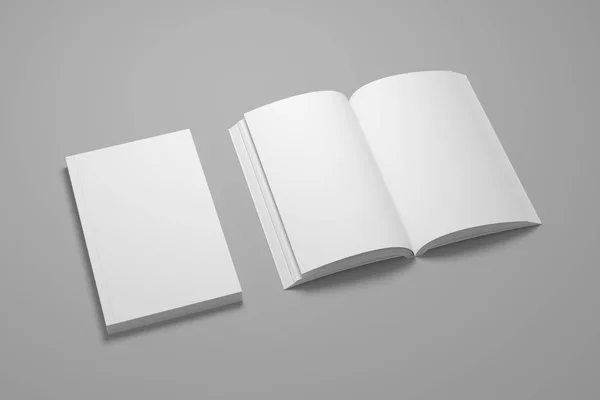 Vista superior vacía Ilustración 3D de maqueta de libro . —  Fotos de Stock