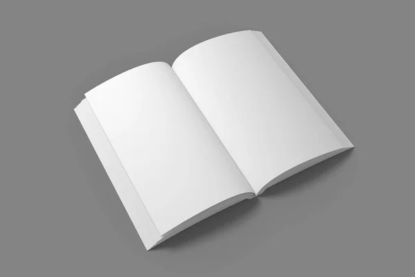 Boş Yumuşak Kapak Kitap Mockup Açıldı Beyaz Kitap Mock Çizimi — Stok fotoğraf