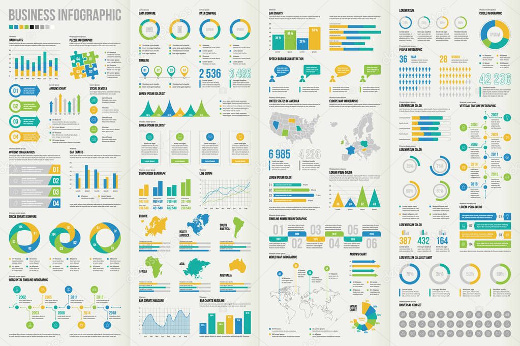 Set of business infographic elements. Vector illustration for making your own layout.