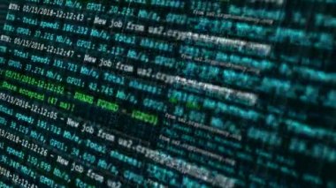 Cryptocurrency araştırma sürecinin sorunsuz döngü animasyon. Sanal bloğu zinciri kavramı arka plan görüntüsünü ekran.