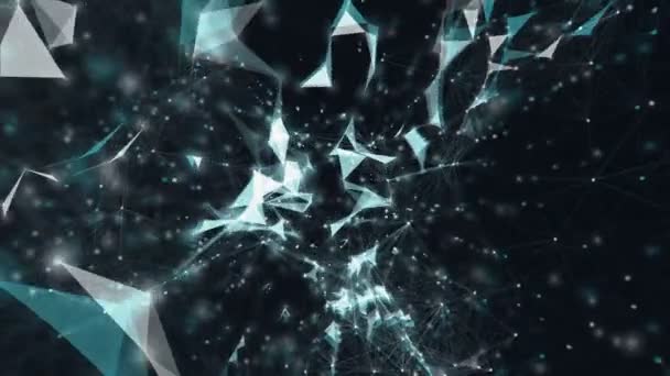 Движение Абстрактной Структуры Сплетения Геометрический Фон Треугольниками Линиями Точками Созданная — стоковое видео