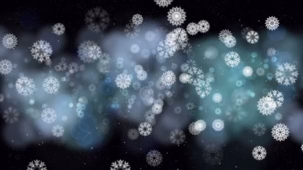 Falling Snowflakes Particles Celebration Greetings Video Magic Happy New Year — Stock Video