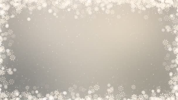 Új év keret háttér. Téli üdvözlőlapot videokártya hópelyhek, a csillagok és a hó. Varrat nélküli hurok absztrakt karácsonyi animáció.