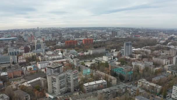 Letecký Pohled Záběry Drone Střední Části Velkém Městě Panoramatické Panoráma — Stock video